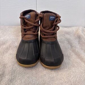 Sperry Brown and Black Kids Waterproof Duck Boots